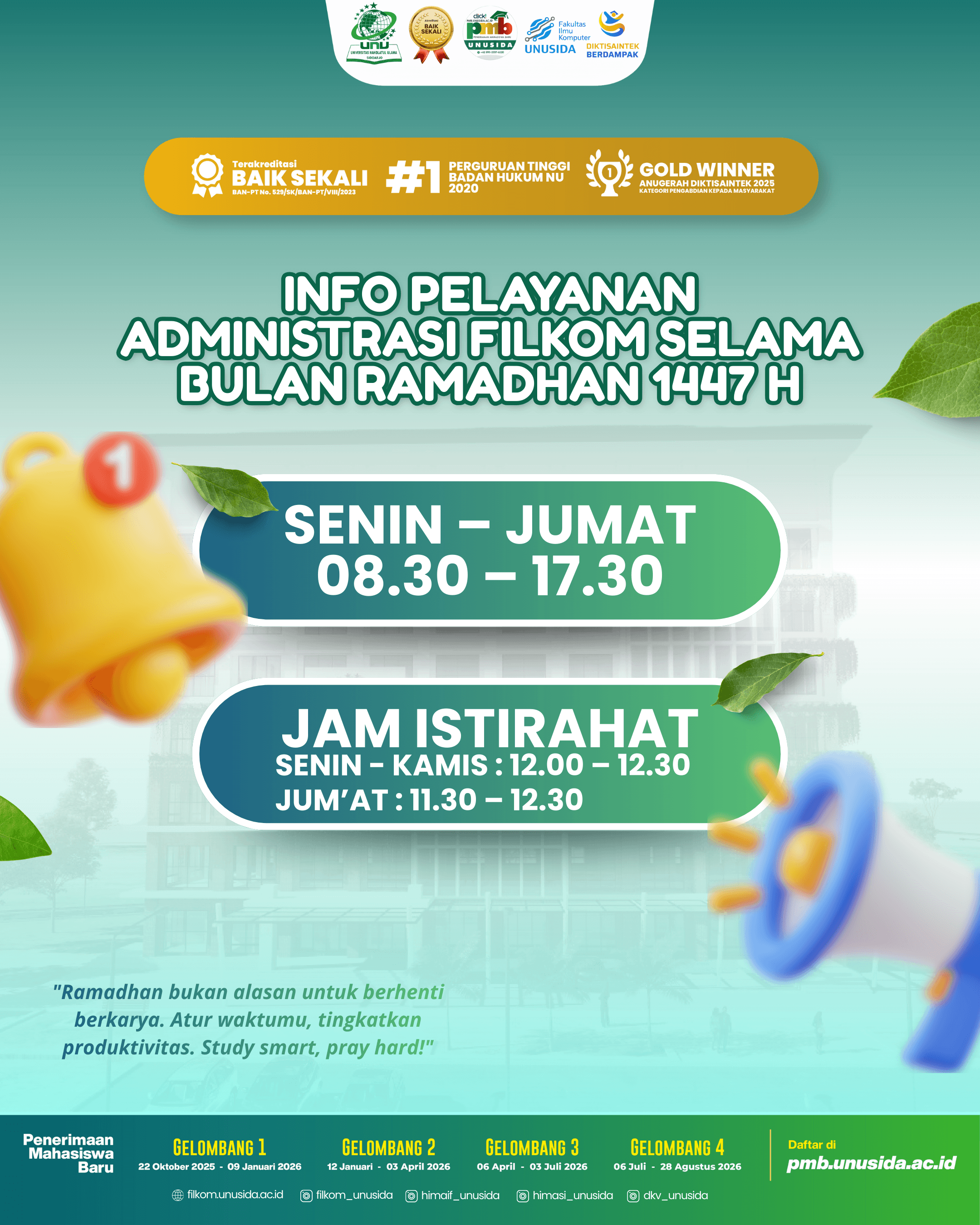 Info Pelayanan Administrasi FILKOM Selama Bulan Ramadhan 1447 H